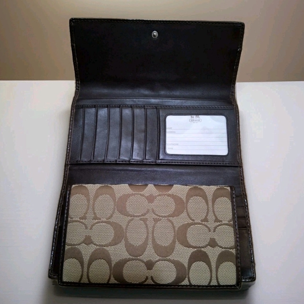 Vintage Coach Soho Pleated Signature Checkbook Wallet Canvas F42819 - Picture 7 of 11